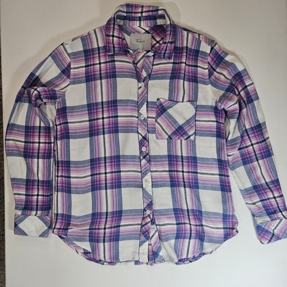 Rails Womens Flannel Top XS Hunter White Denim Berry Classic Western Outdoor - Picture 1 of 7
